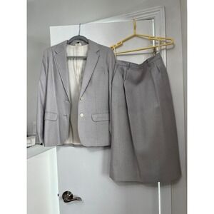 Vintage Linen Blend Skirt Suit‎ Set Blazer Career Wear Made in Poland 6